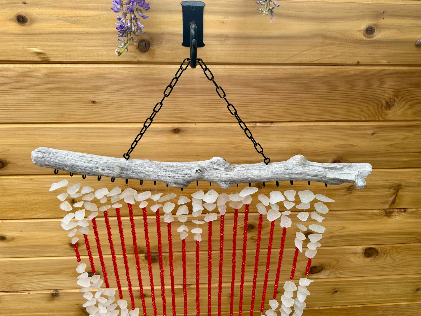 Multi Strand Suncatcher with a Giant Red Bead Heart