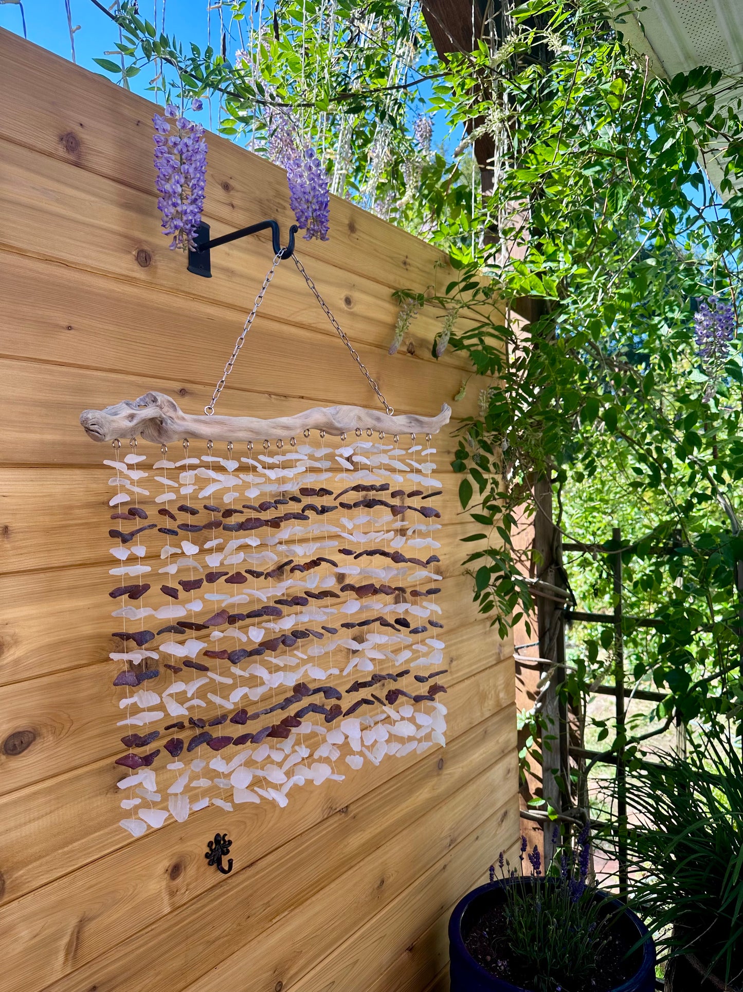 White and Brown Multi Strand on a Truly Beautiful Piece of Unique Driftwood