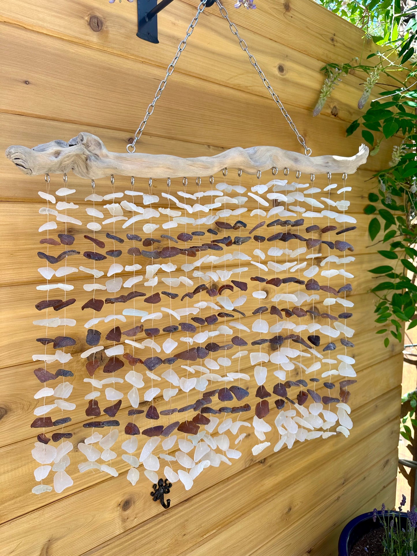 White and Brown Multi Strand on a Truly Beautiful Piece of Unique Driftwood