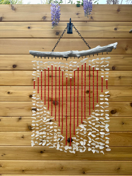 Multi Strand Suncatcher with a Giant Red Bead Heart