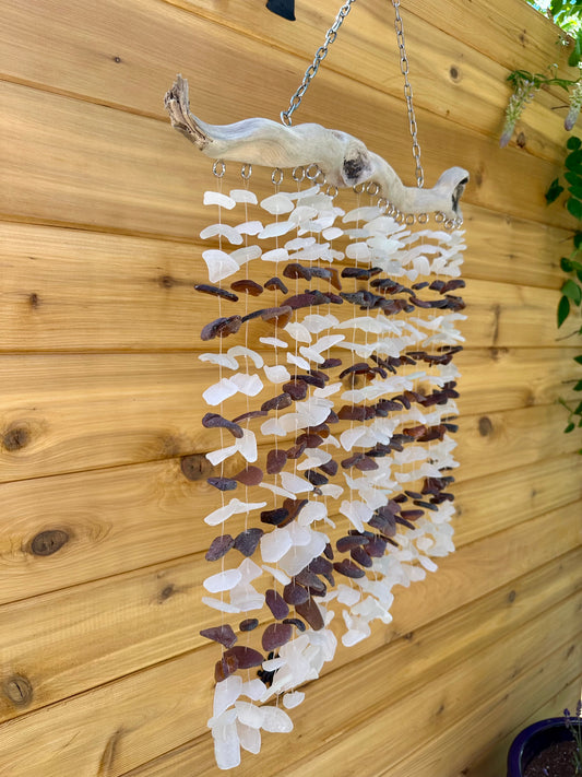 White and Brown Multi Strand on a Truly Beautiful Piece of Unique Driftwood