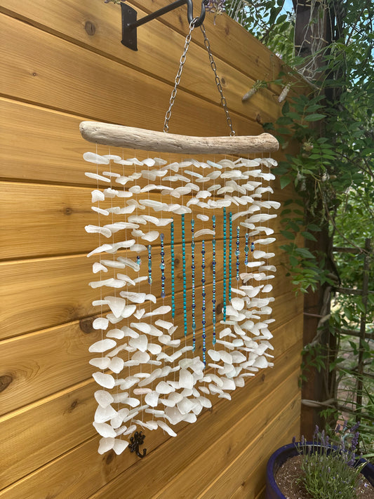 Multi Strand Frosted Glass Suncatcher with Bead Heart