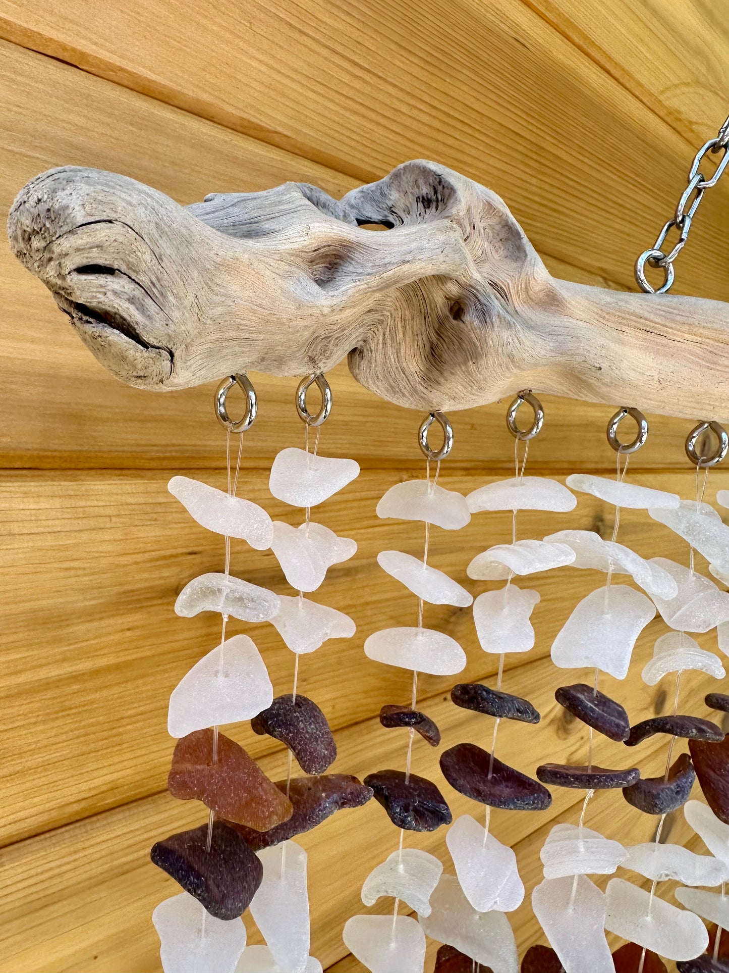 White and Brown Multi Strand on a Truly Beautiful Piece of Unique Driftwood