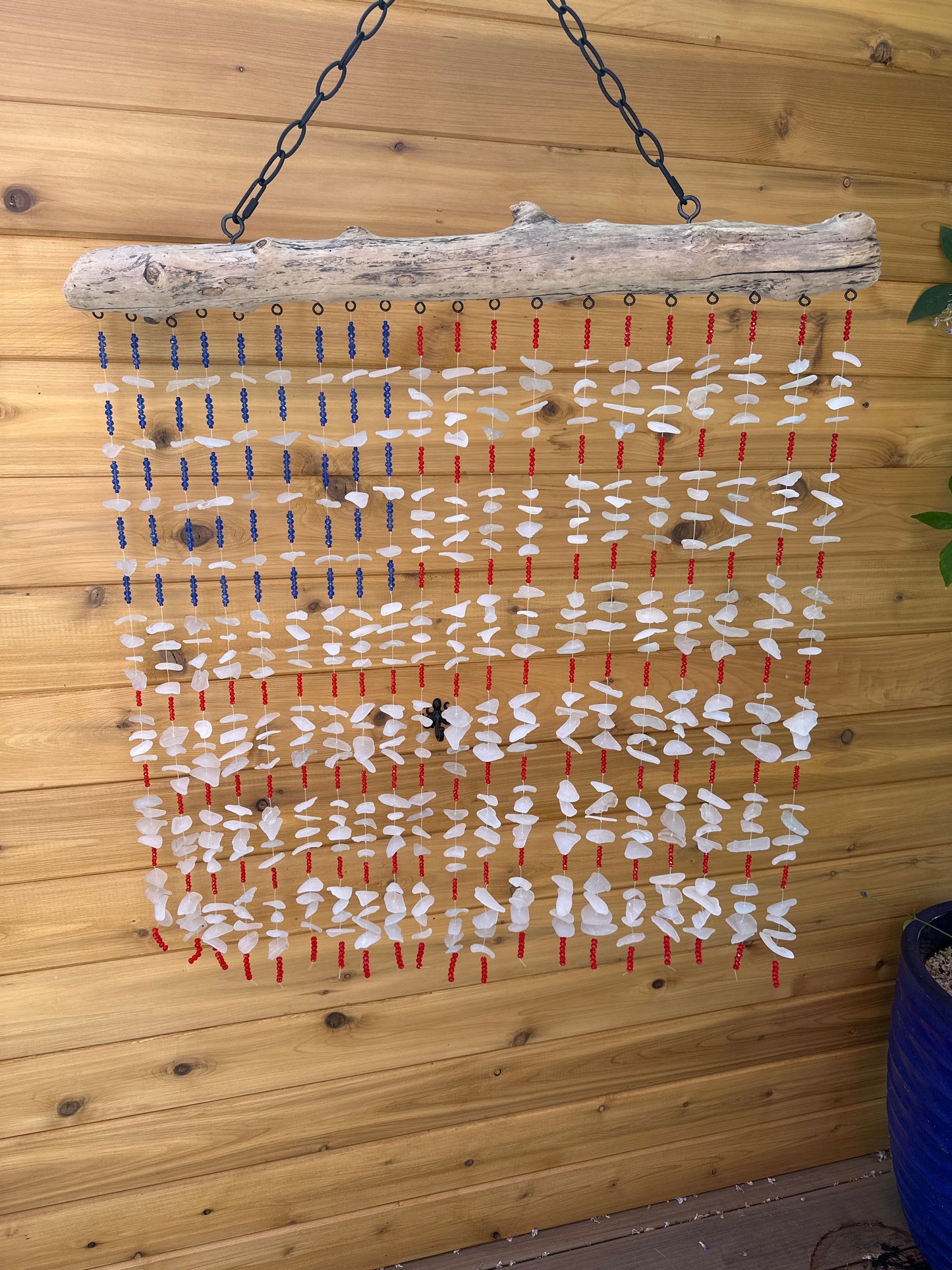 American Flag Sea Glass Suncatcher