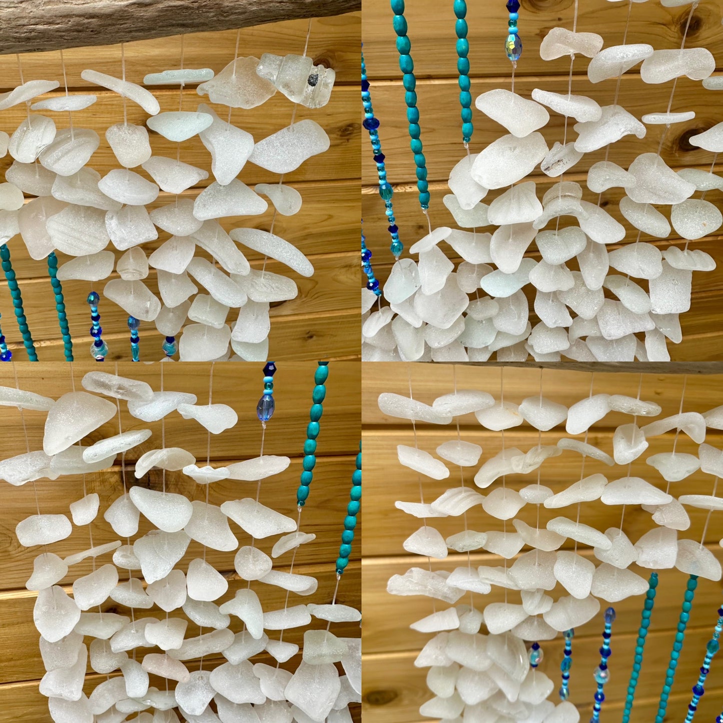 Multi Strand Frosted Glass Suncatcher with Bead Heart