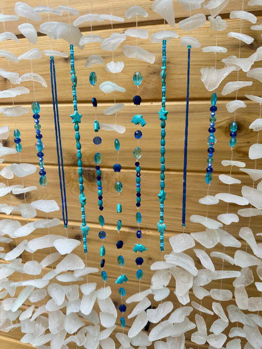 Multi Strand Suncatcher with Intricate Whimsical Blue Heart