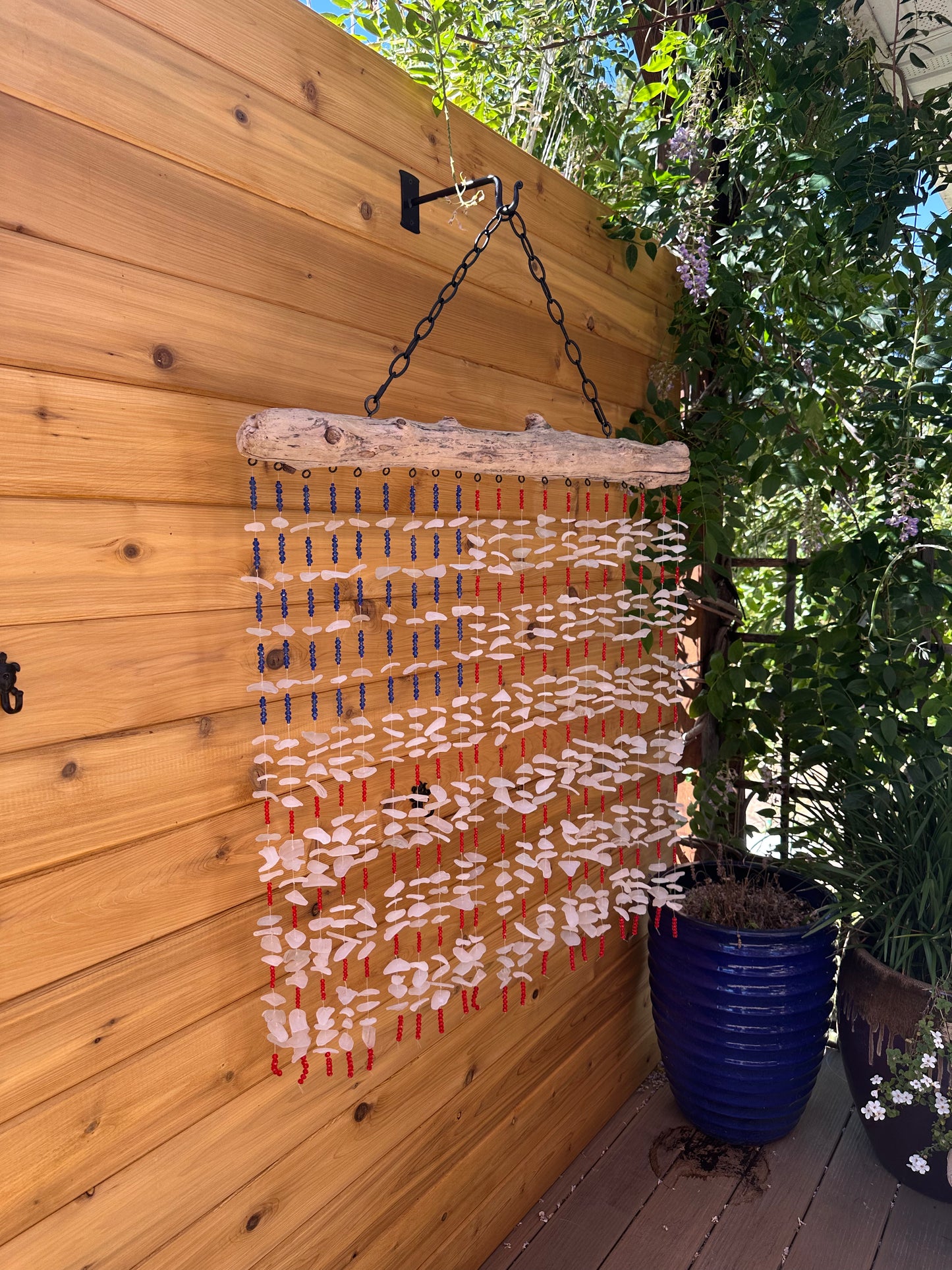 American Flag Sea Glass Suncatcher