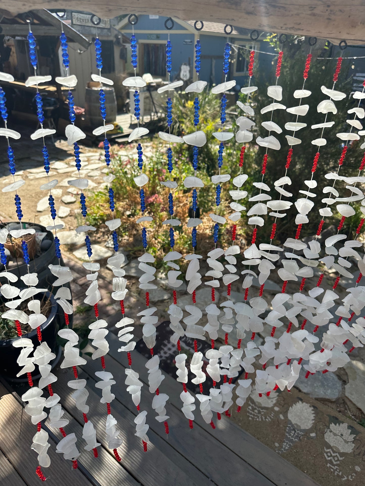 American Flag Sea Glass Suncatcher