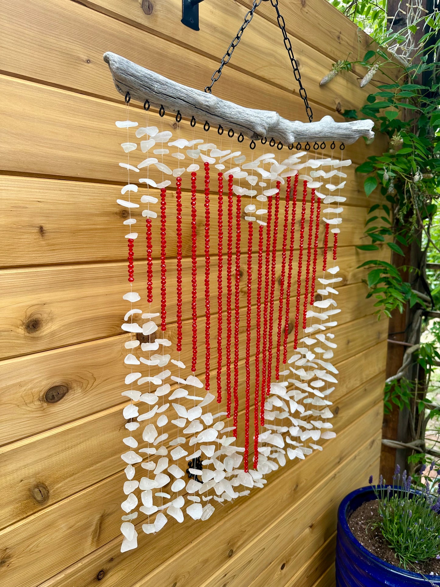Multi Strand Suncatcher with a Giant Red Bead Heart