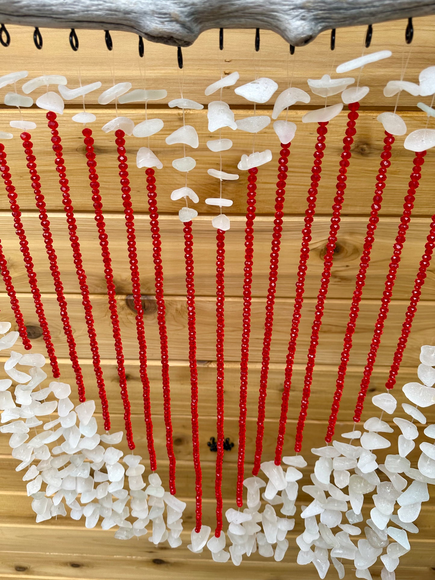 Multi Strand Suncatcher with a Giant Red Bead Heart