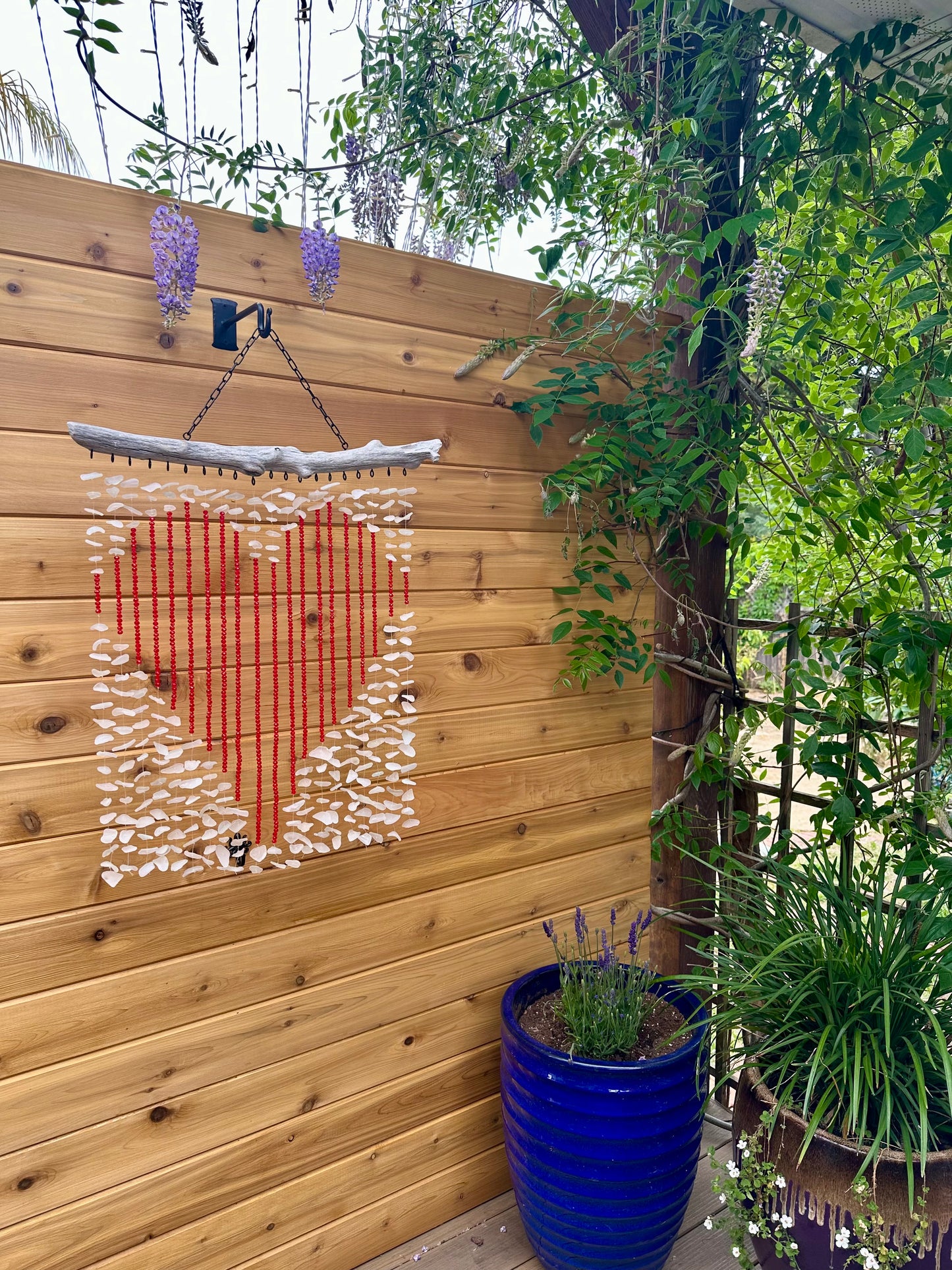 Multi Strand Suncatcher with a Giant Red Bead Heart