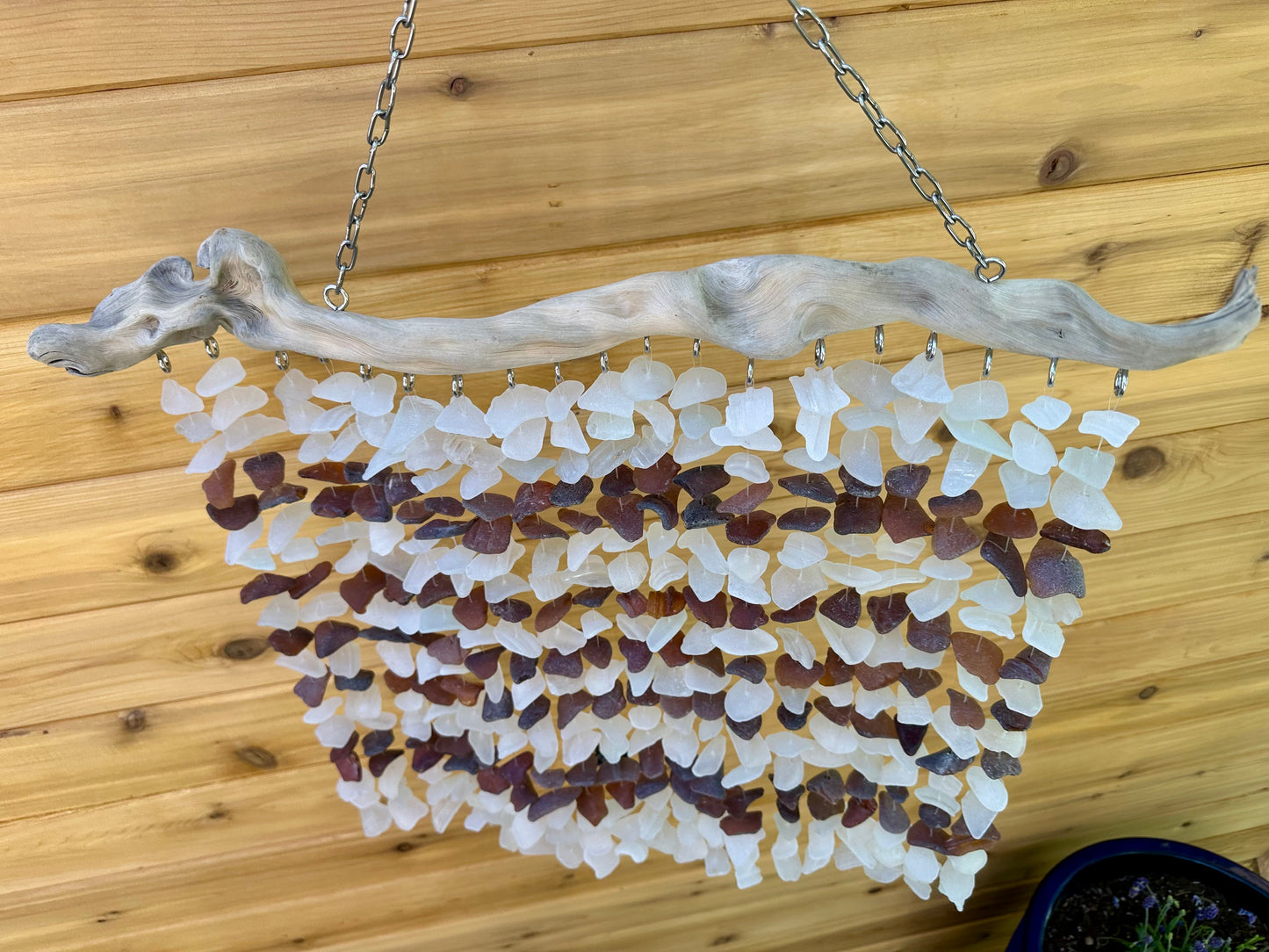 White and Brown Multi Strand on a Truly Beautiful Piece of Unique Driftwood