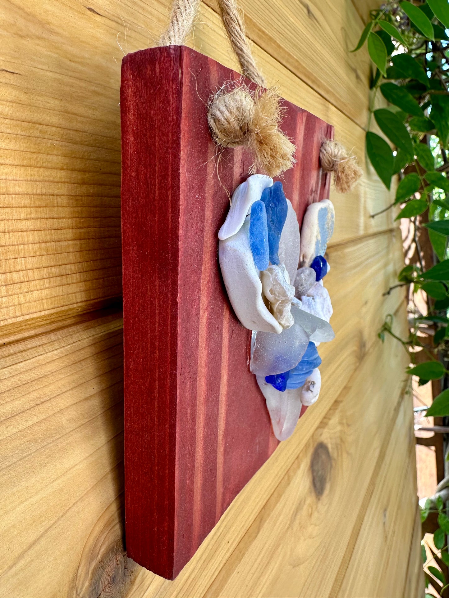 Mini Heart on Red Stained Wood