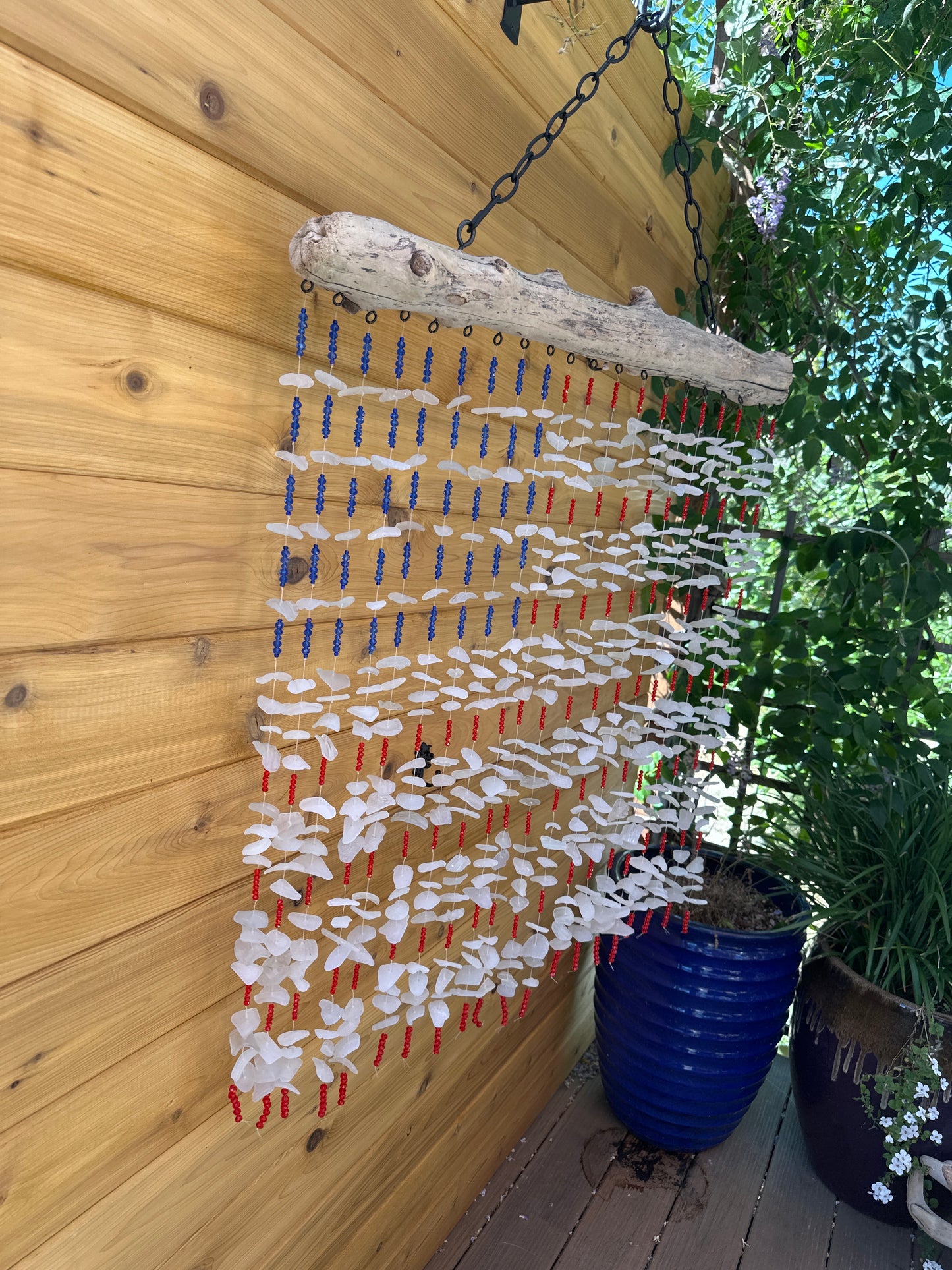 American Flag Sea Glass Suncatcher