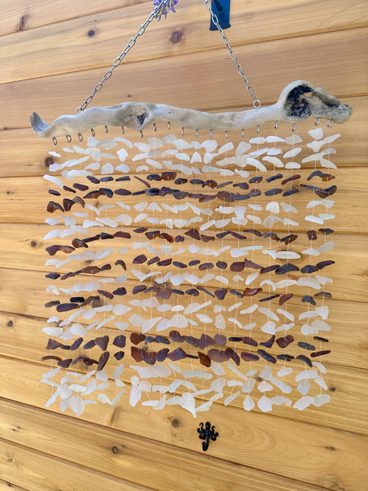 White and Brown Multi Strand on a Truly Beautiful Piece of Unique Driftwood