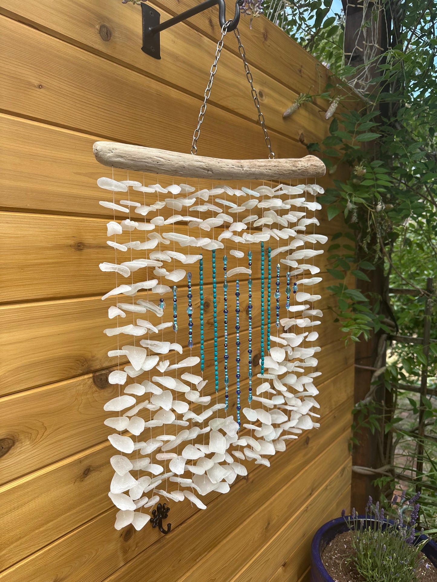 Multi Strand Frosted Glass Suncatcher with Bead Heart