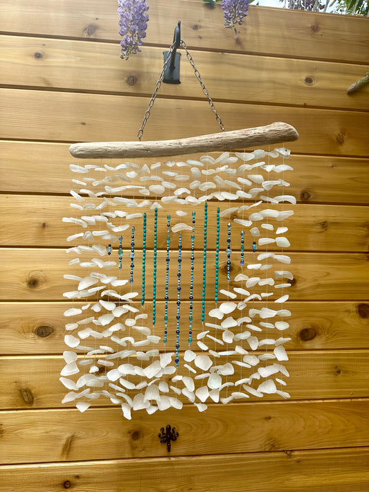 Multi Strand Frosted Glass Suncatcher with Bead Heart
