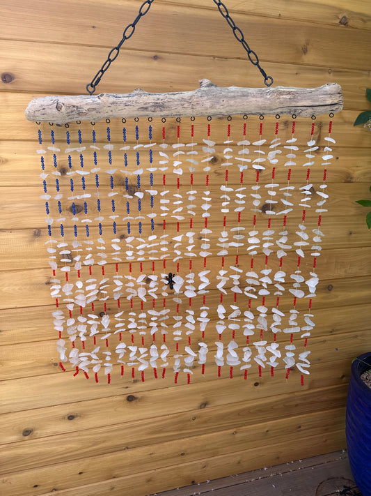 American Flag Sea Glass Suncatcher