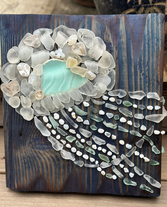 Octopus on Stained Blue Wood