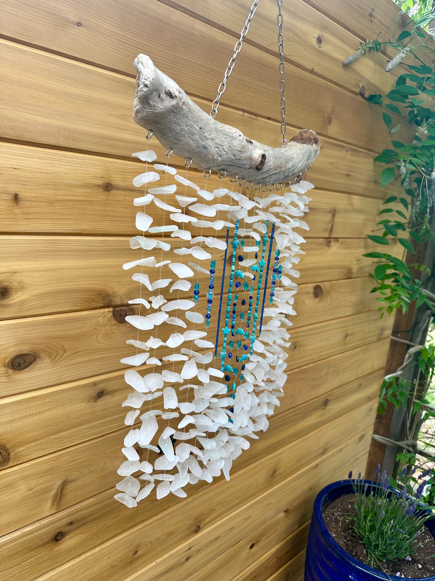 Multi Strand Suncatcher with Intricate Whimsical Blue Heart
