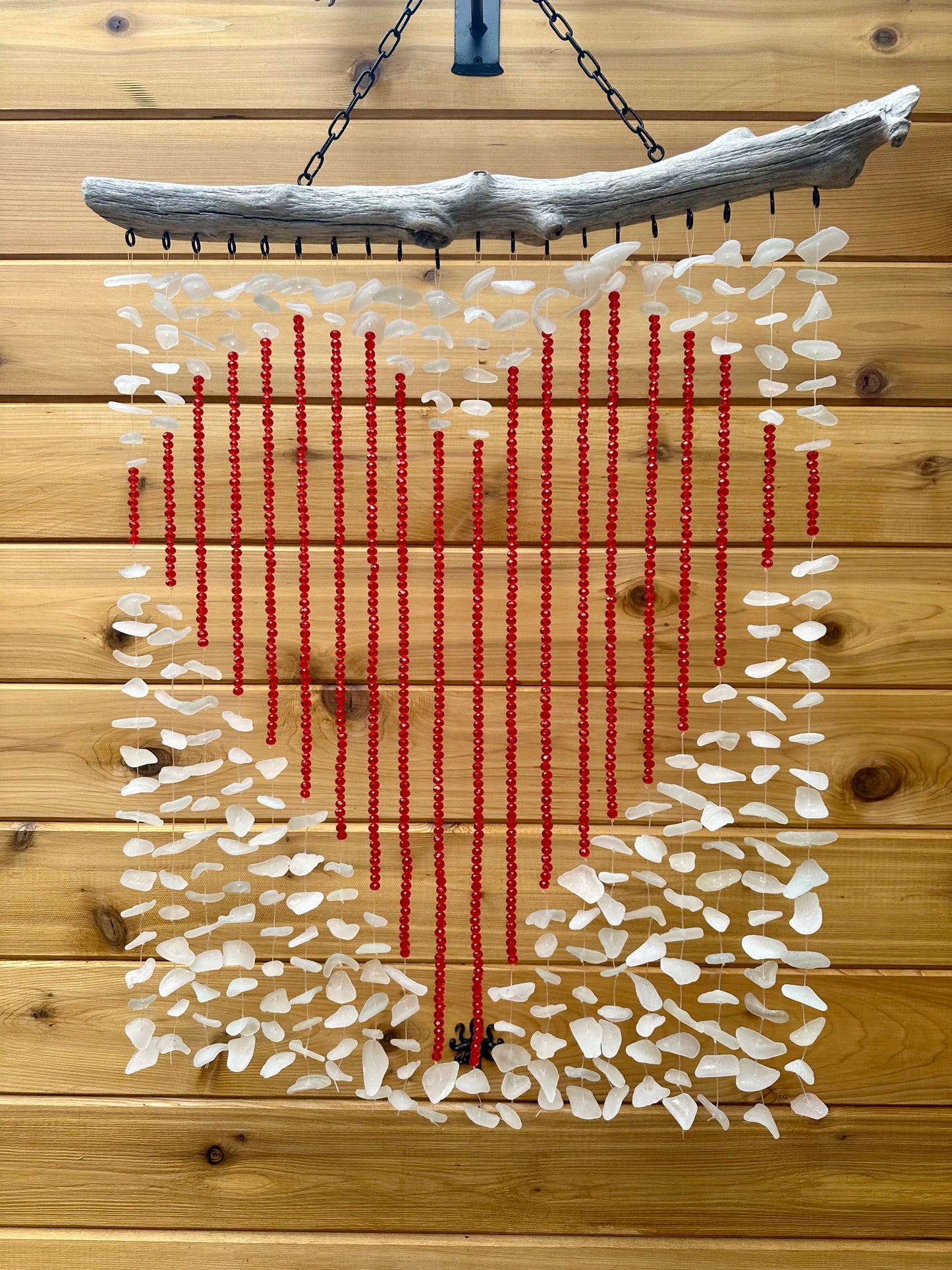 Multi Strand Suncatcher with a Giant Red Bead Heart