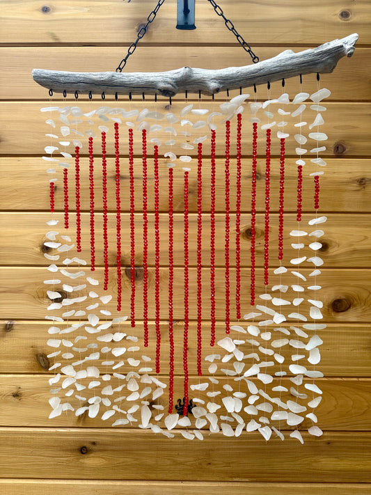 Multi Strand Suncatcher with a Giant Red Bead Heart